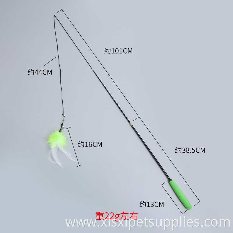 Colorful New Design Fishing Rod Cat Feather Wand Cat Teaser Stick Toy